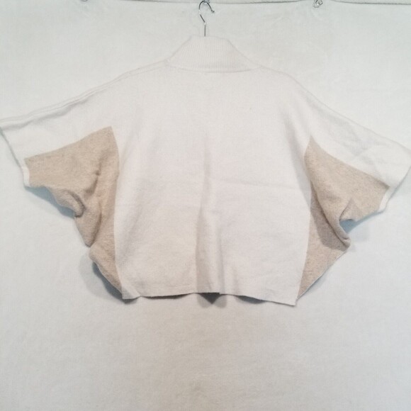 Note di Anita One Size Made in Italy Wool Cashmere Blend Poncho Brown Ivory - Picture 8 of 9